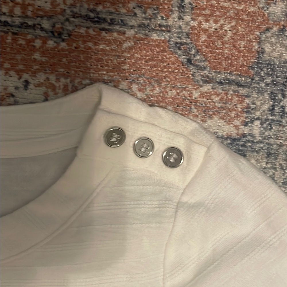 NWT: Talbots White Ribbed Fitted Short Sleeve Tee (size S) - Picture 3 of 7